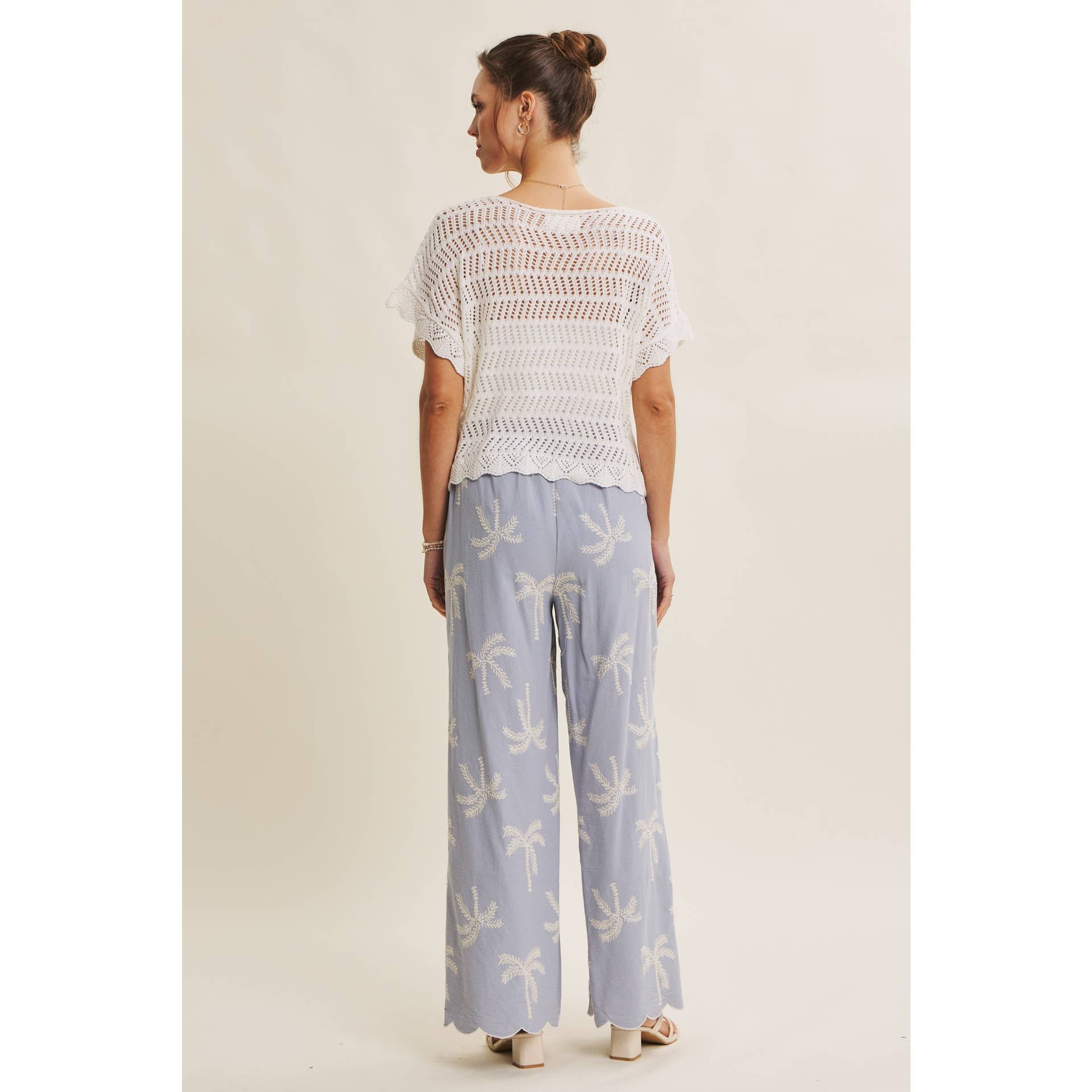 SUN-KISSED RESORT MOOD PALM TREE EMBROIDERED PANTS