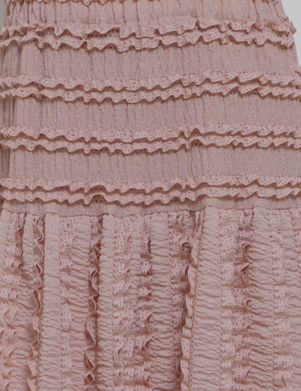 Ladies Romantic Wrinkle Ruffle Cami Top & Tiered Maxi Skirt Set