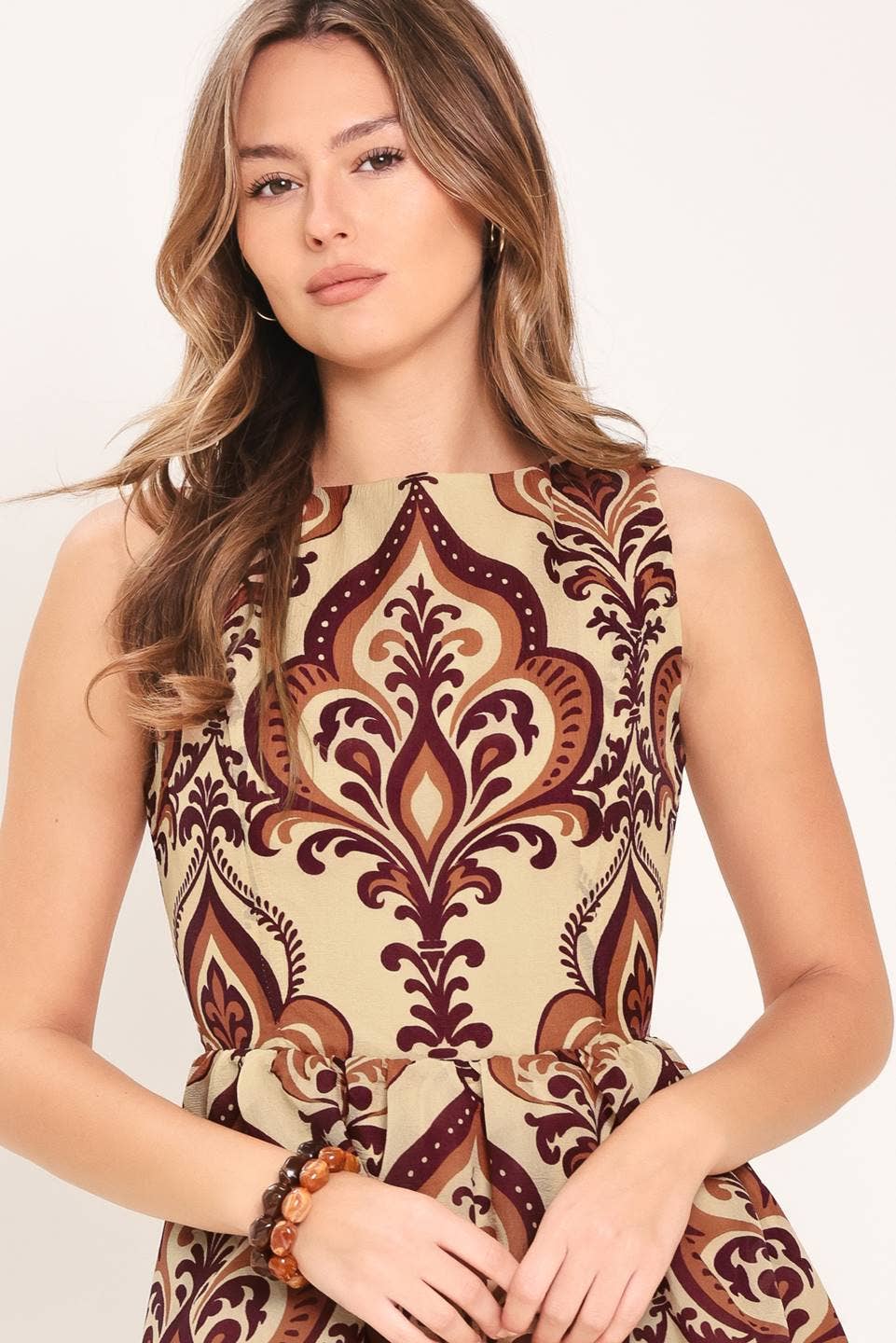 A printed woven midi dress - ID24087