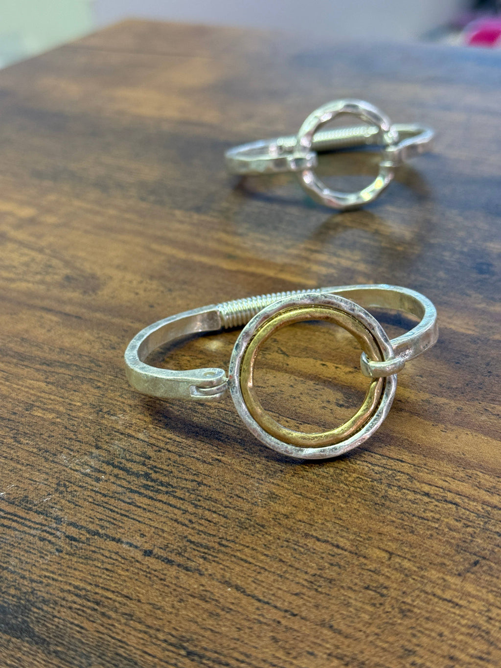 Two Tone Hammered Full Circle Cuff