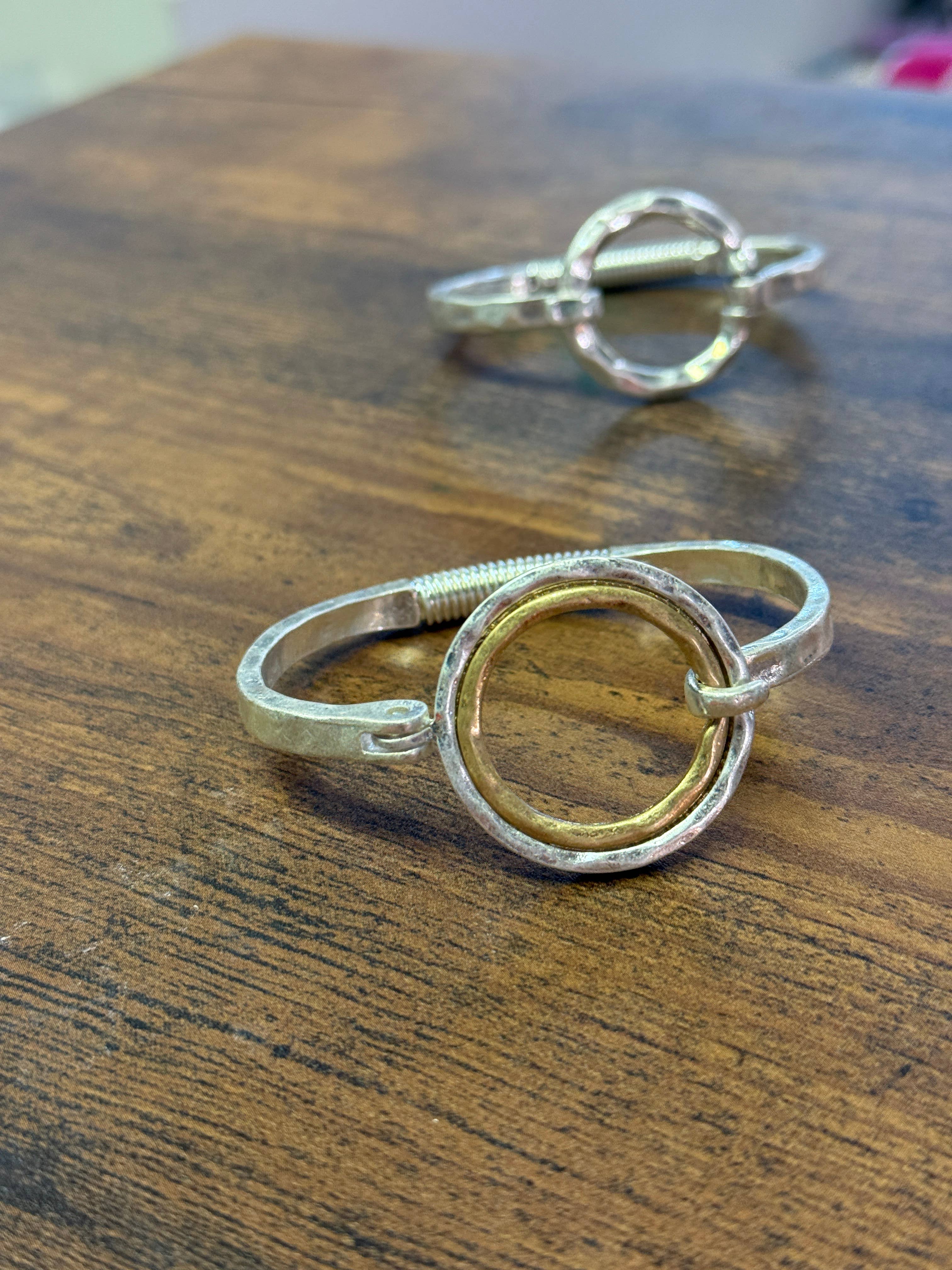 Two Tone Hammered Full Circle Cuff