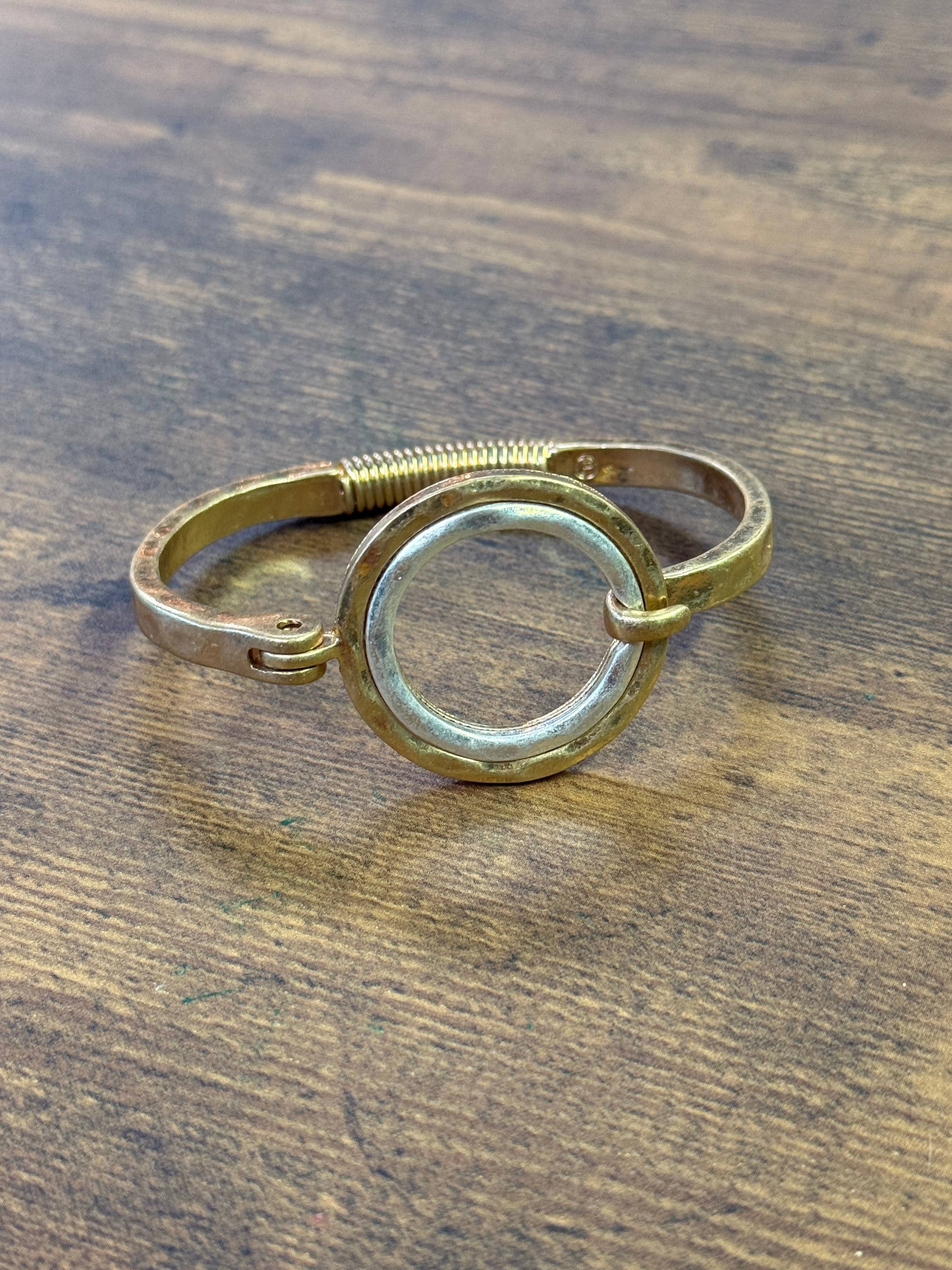 Two Tone Hammered Full Circle Cuff