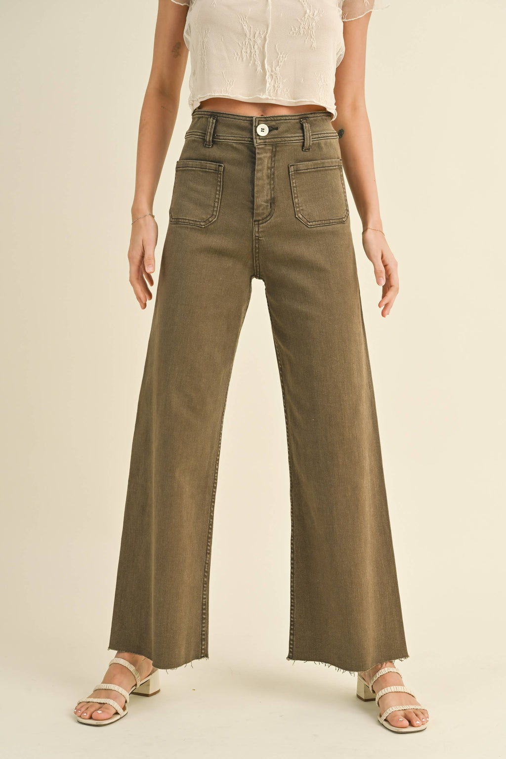 MMP1913   STRAIGHT WIDE LEG PANTS WITH FRONT POCKET