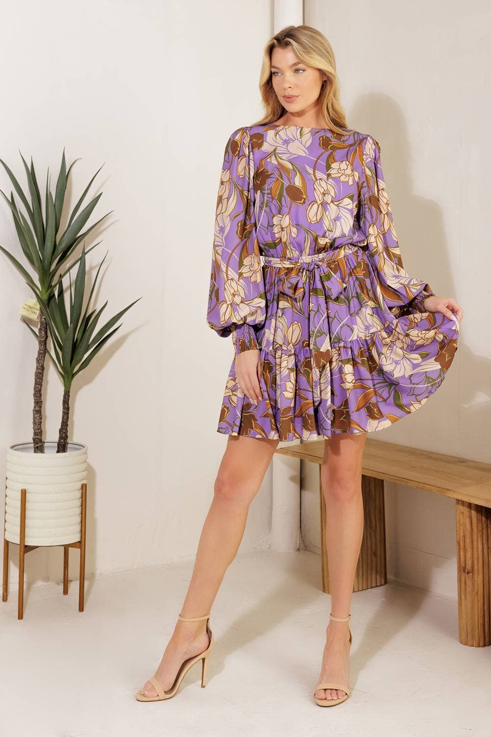 A printed woven mini dress - ID21567