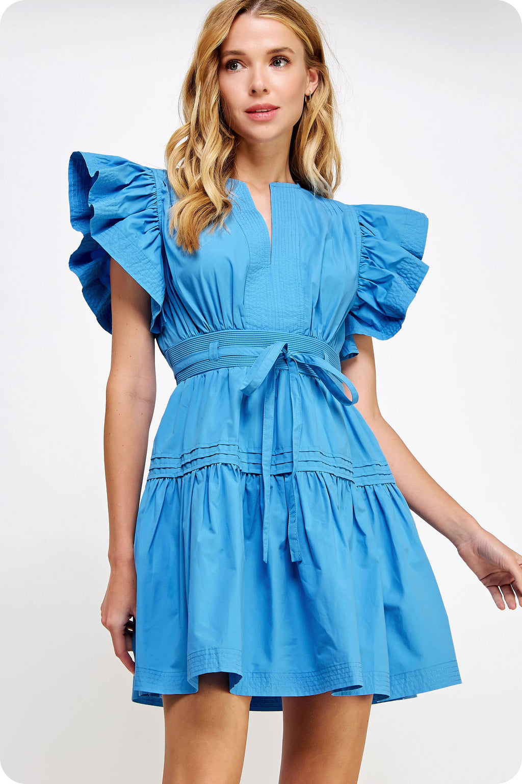 Flutter Sleeve Poplin Mini Dress